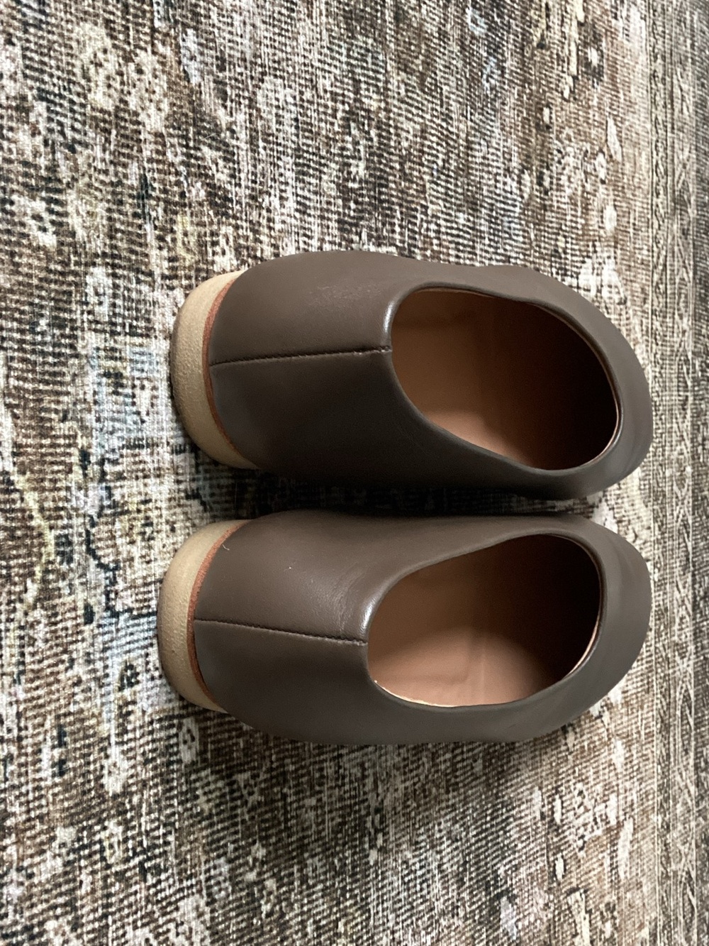 Lauren Manoogian Brown Leather Mono Rounded Toe Flats - Picture 4 of 8